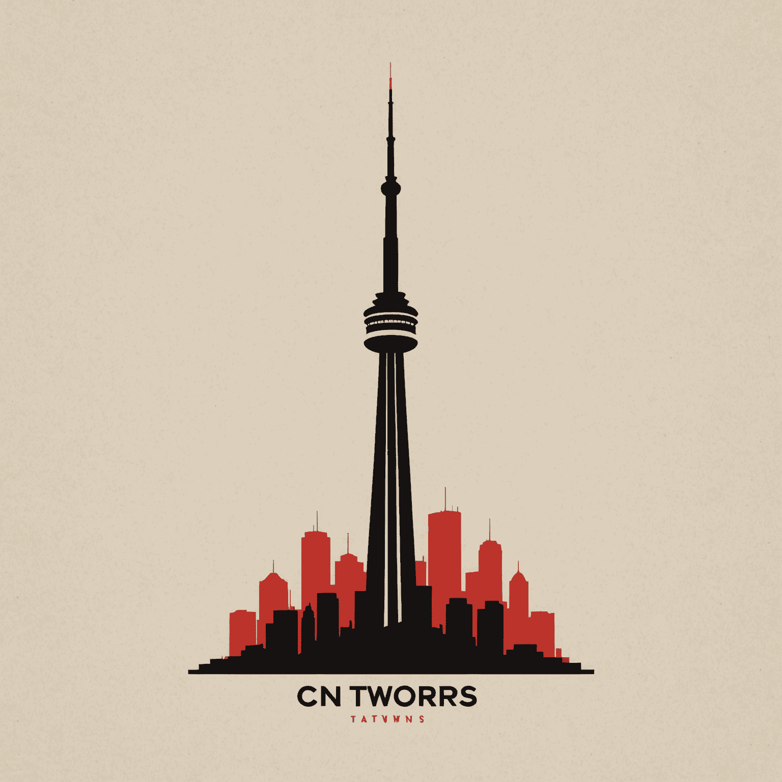 CN Towers logo featuring a stylized tower silhouette in red and black