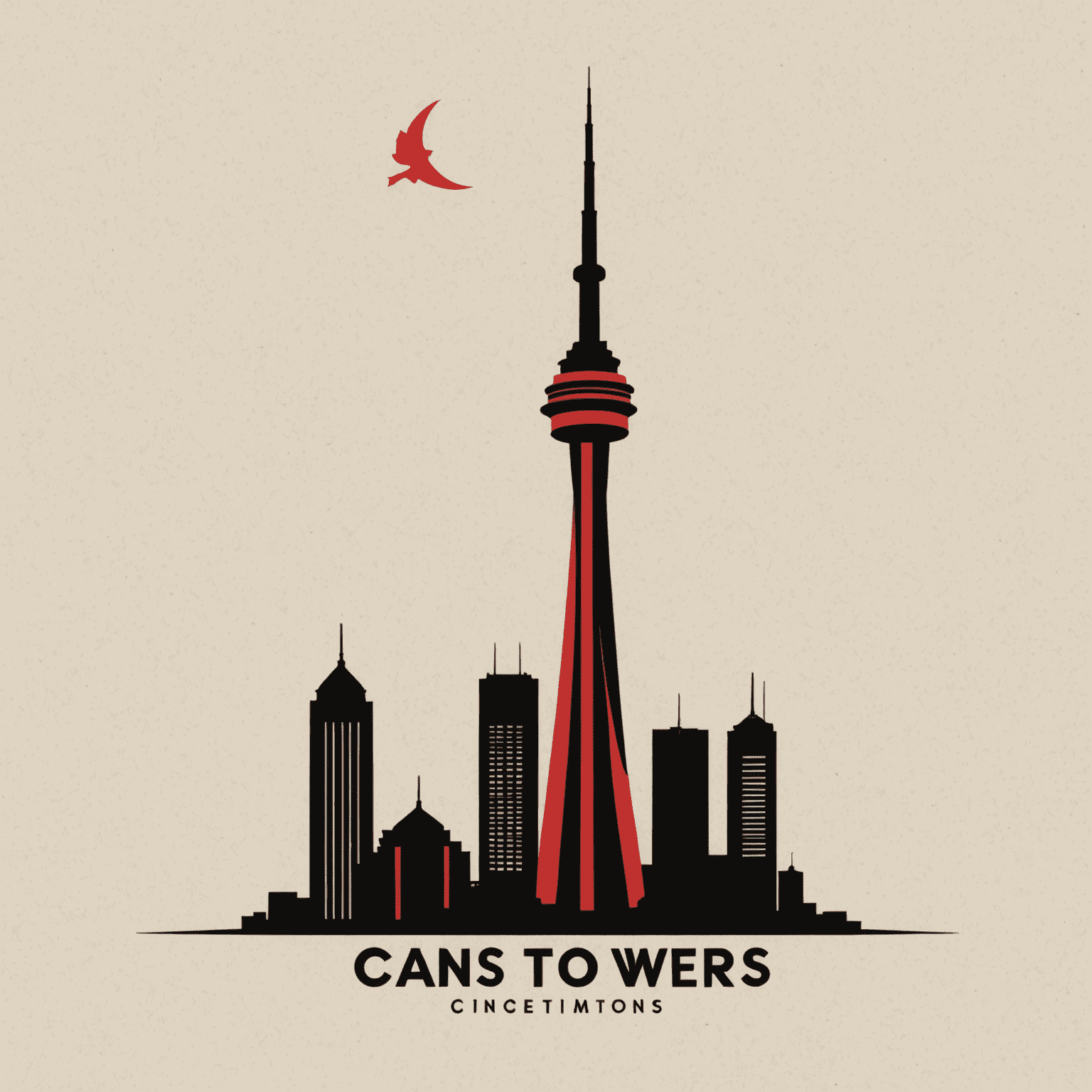CN Towers logo featuring a stylized tower silhouette in red and black