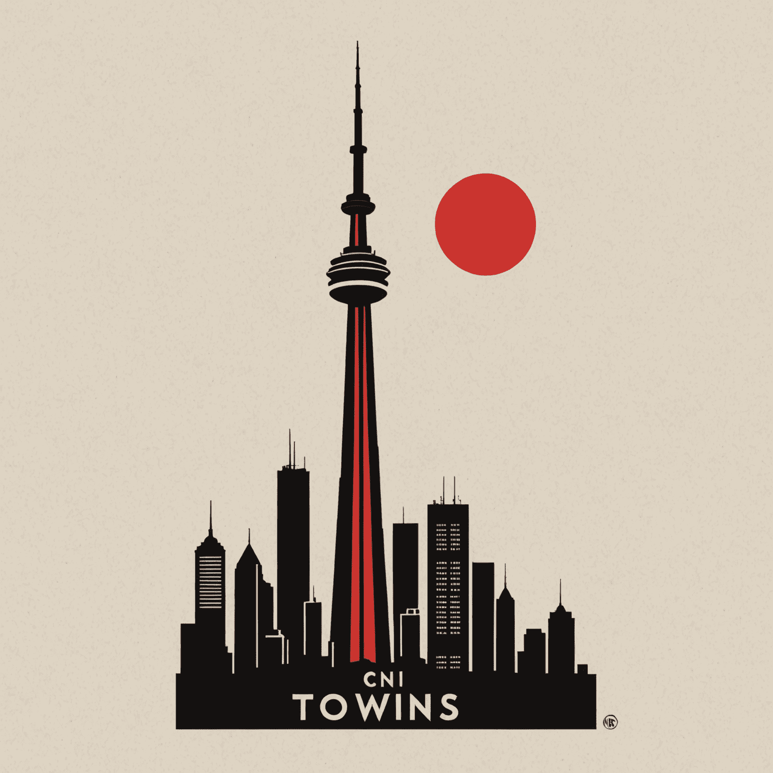 CN Towers logo featuring a stylized tower silhouette in red and black