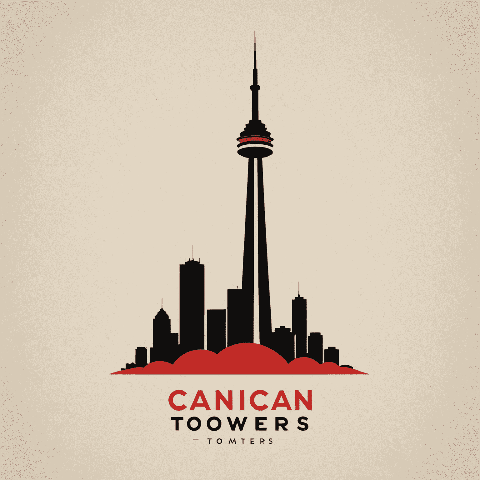 CN Towers logo featuring a stylized tower silhouette in red and black