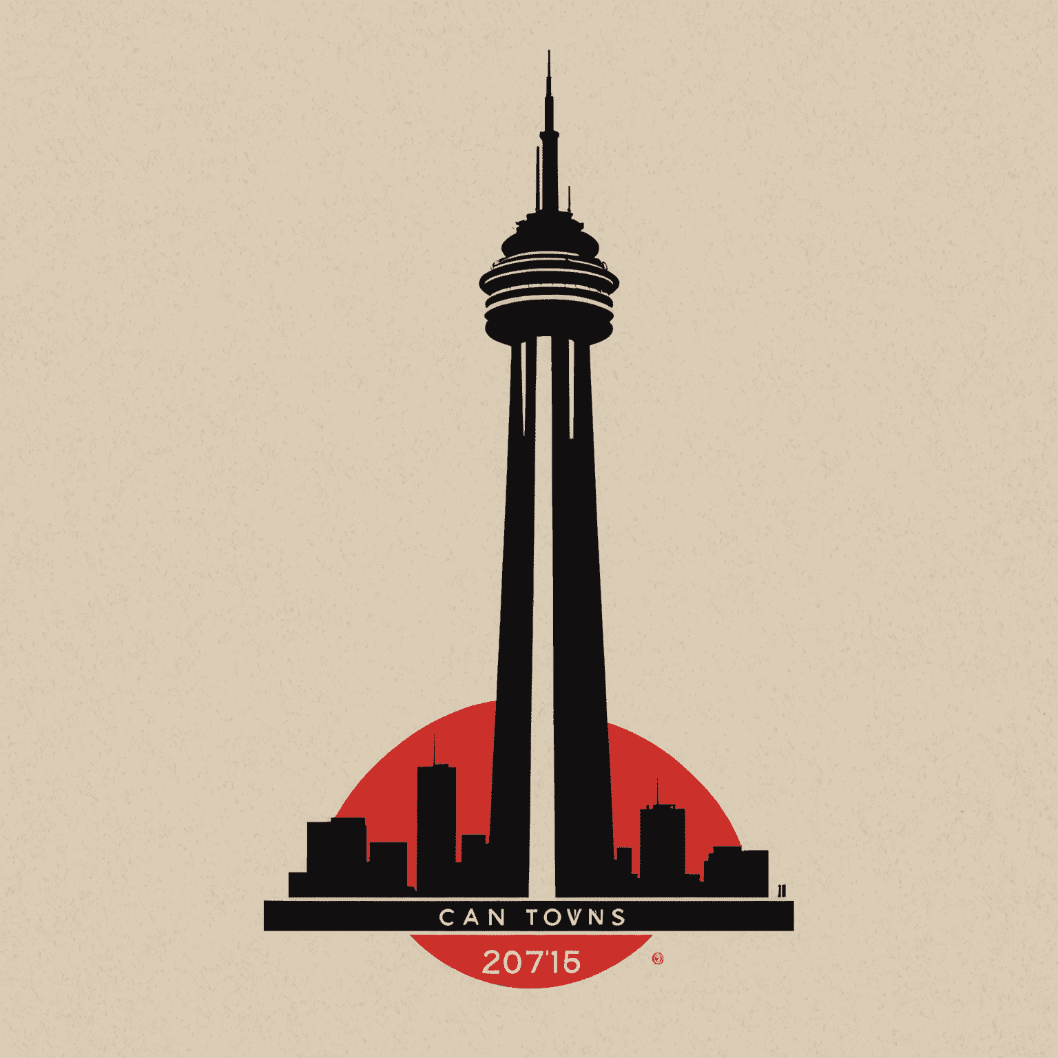 CN Towers logo featuring a stylized tower silhouette in red and black