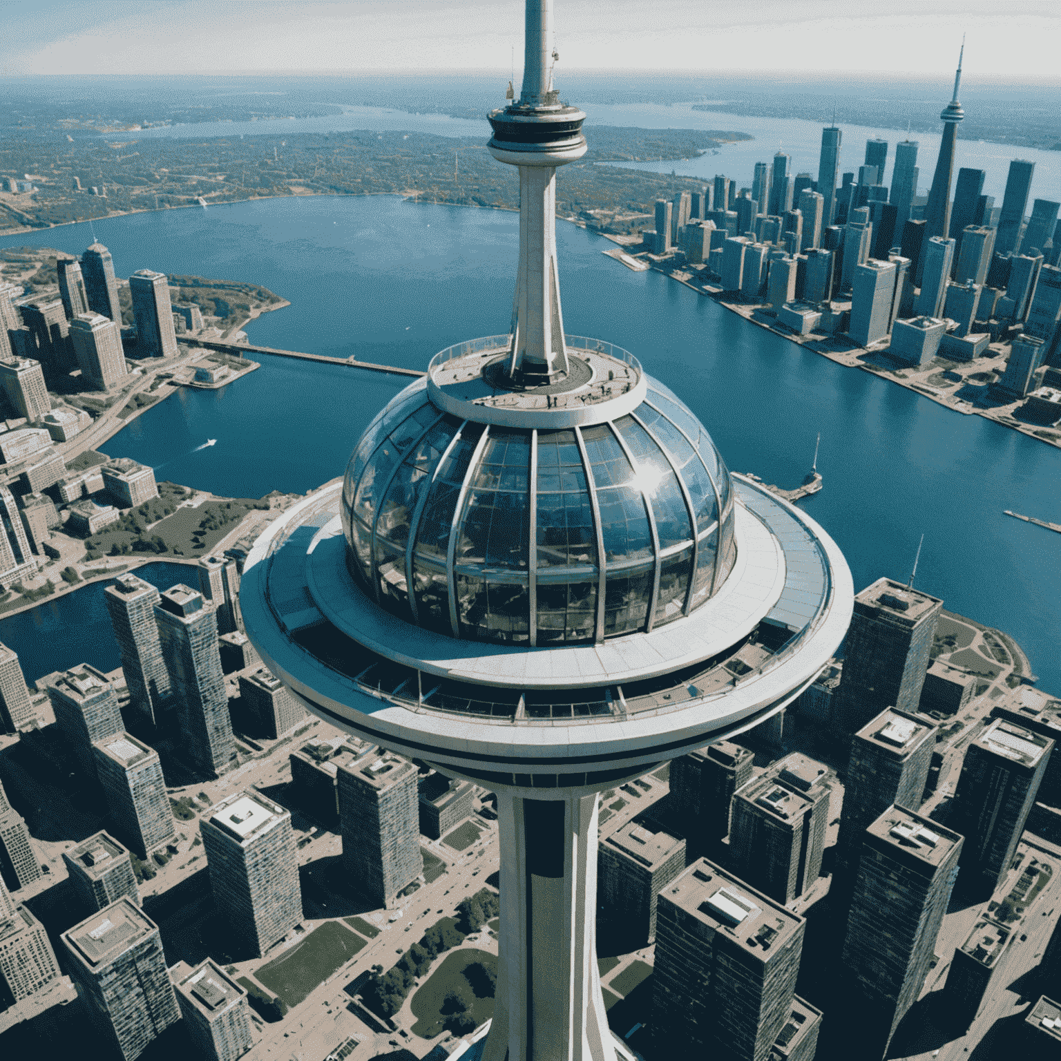 SkyPod at CN Tower, showing the highest observation level with spectacular aerial views of Toronto and Lake Ontario